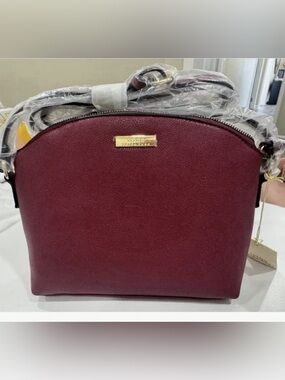 Trina Turk Wine Burgundy Vegan Leather Dome Crossbody Bag